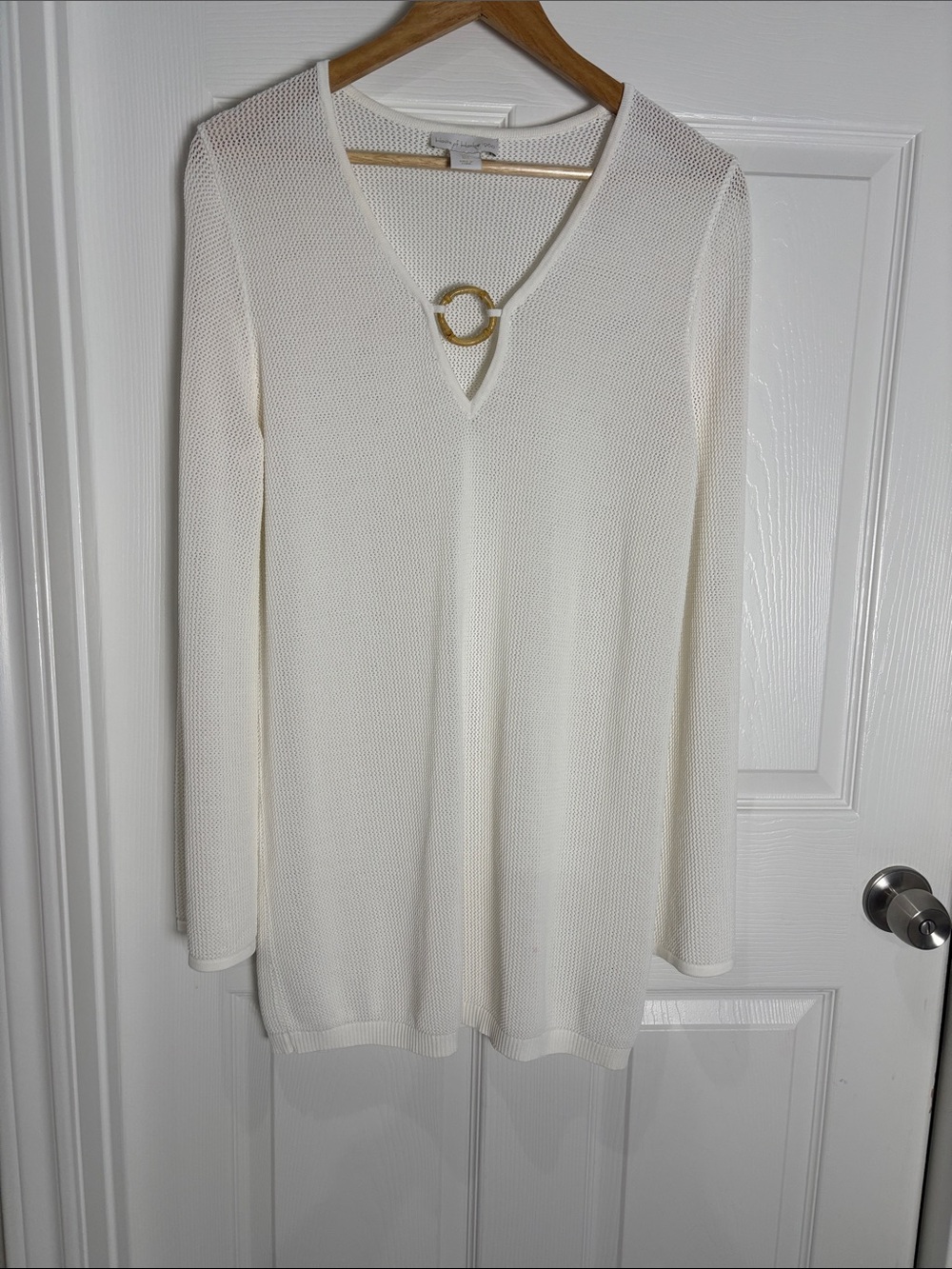 House of Harlow 1960 Boho Crochet Knit Dress Swim Coverup Tunic Off White L